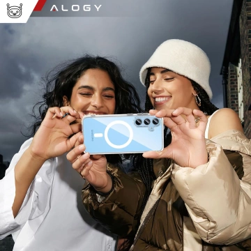 Etui do Samsung Galaxy S24 FE obudowa ochronna na telefon Alogy HybridMag™️ Case do MagSafe Przezroczyste + Szkło Hartowane