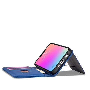 Magnetkartenhülle für iPhone 13 Pro Max Tasche Kartenetui Kartenhalter Blau