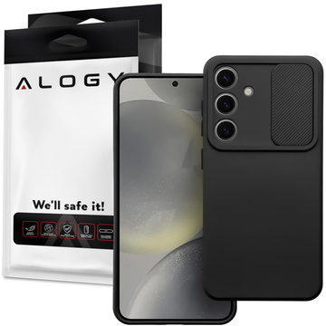 Hülle für Samsung Galaxy S24 Panzergehäuse Schutz Kameraabdeckung Slide Camshield Case Alogy schwarz