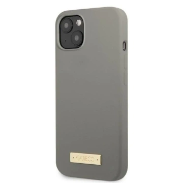 Etui Guess GUHMP13MSPLG für Apple iPhone 13 6,1" szary/grey Hard Case Silicone Logo Plate MagSafe