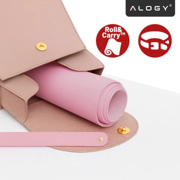 Podkładka na biurko 100×50 cm – antypoślizgowa mata ochronna z eleganckiej ekoskóry PU, pod mysz i klawiaturę, stylowa i trwała – Alogy WorkMat™ Różowa