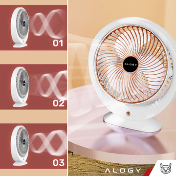 Schreibtischventilator, Standventilator, leistungsstark, klein, tragbar, kabellos, 1200 mAh, USB-C, Alogy White