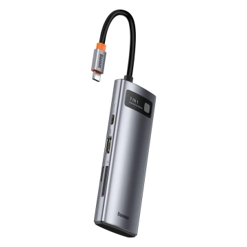 Baseus Metal Gleam Series multifunktionaler USB HUB 7in1 Typ C HDMI TF PD Kartenleser grau (WKWG020113)