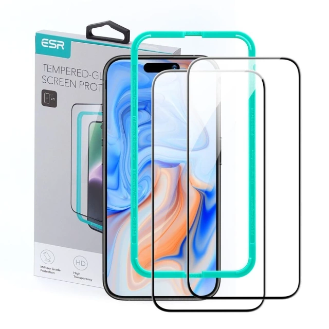 Szkło hartowane ESR Tempered Glass 2-Pack do Apple iPhone 15 / 16 Black