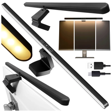 Lampka LED na monitor na szerokie biurko – regulowana barwa i jasność, dotykowe sterowanie, szeroki strumień światła, antyodblaskowa konstrukcja – Alogy ProView™