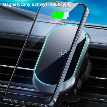 Uchwyt samochodowy do telefonu indukcyjny USAMS Magnetyczny Wireless Charging 15W do kratki went. CD182ZJ01 (US-CD182) czarny/black 