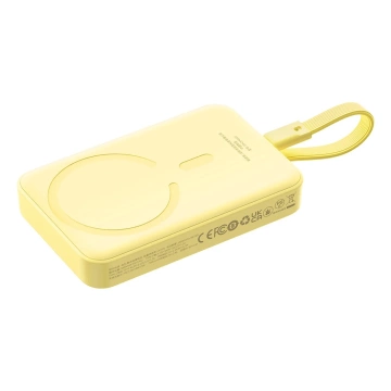 Powerbank Baseus Magnetic Mini MagSafe 10000mAh 30W z wbudowanym kablem USB-C - żółty + kabel Baseus Simple Series USB-C - USB-C 60W 0.3m