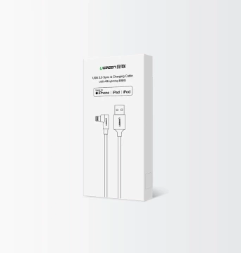 Kątowy kabel UGREEN przewód USB - Lightning MFI  1m 2,4A czarny (60521)