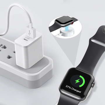 Kabel USB do ładowania 2w1 ładowarka indukcyjna magnetyczna do Apple Watch Przewód do iPhone Lightning Yesido CA70 2.4A 1.2m Biały