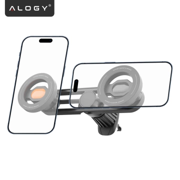 Uchwyt samochodowy do kratki wentylacyjnej – podwójny uchwyt do MagSafe na 2 telefony, mocny i stabilny, magnetyczna konstrukcja – Alogy MagGrip™ Duo Czarny