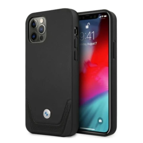 Etui na telefon BMW BMHCP12LRSWPK do Apple iPhone 12 Pro Max 6,7" czarny/black hardcase Leather Perforate