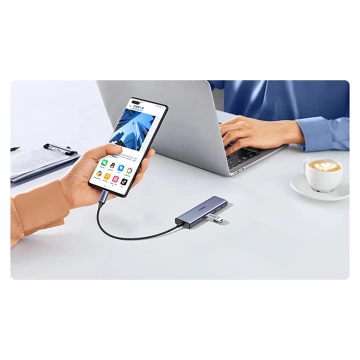 HUB 6w1 Ugreen CM511 USB-C HDMI 3xUSB-A SD TF 5Gb/s 4K Szary