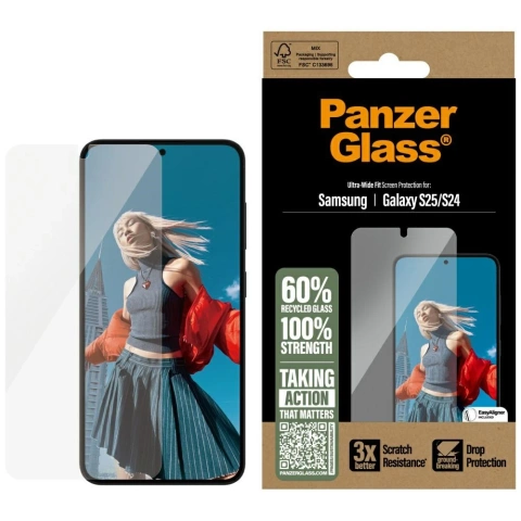 Gehärtetes Glas für Samsung Galaxy S25 PanzerGlass Ultra-Wide Fit