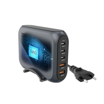Ładowarka biurkowa Forcell GaN III 200W 3xUSB-C 2xUSB-A PD QC SFC