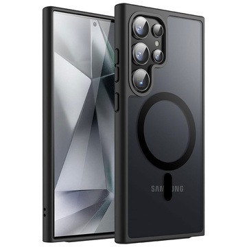 Etui do Samsung Galaxy S24 Ultra obudowa Mag Safe Case pokrowiec plecki na telefon MagMat matowe czarne + Szkło