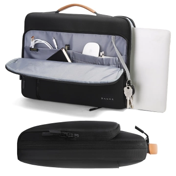 Torba wodoodporna Bange na laptopa do 14" podróżna 34x26x3.5 cm do pracy samolotu męska damska z rączką Czarny