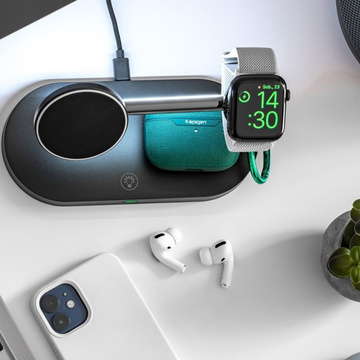 Ładowarka indukcyjna Qi Mag Safe 15W do iPhone Apple Watch AirPods bezprzewodowa 5w1 Stacja dokująca Czarna