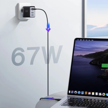 Joyroom TCG02 GaN 67W – szybka ładowarka 2× USB-C + 2× USB-A + kabel 100W