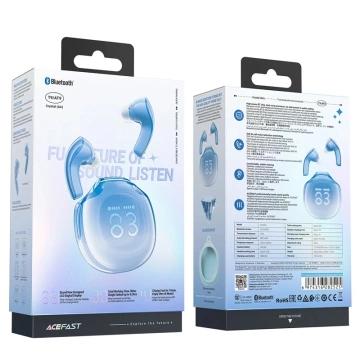 Słuchawki Acefast T9 Bluetooth 5.3 LED IPX4 – Douszne, Niebieskie