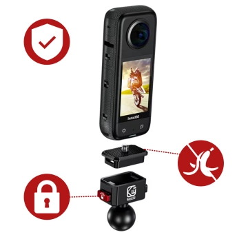 Uchwyt Motocyklowy Aluminiowy Kewig QuickLock do Kamer Sportowych telefonów 1/4 360, Stabilny z Blokadą Antywibracyjną, Szybkozaciskowy Montaż na Kierownicy lub Ramie