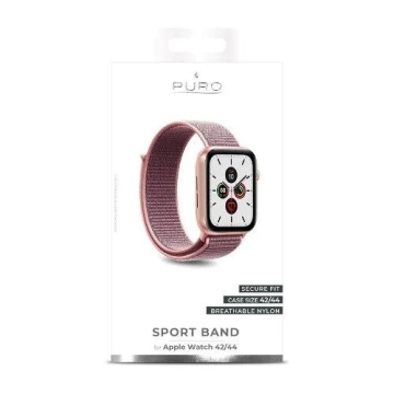 Pasek Nylonowy Puro Sport Band do Apple Watch 42/44/45 mm w Różowym – ultralekki i wygodny na każdą okazję