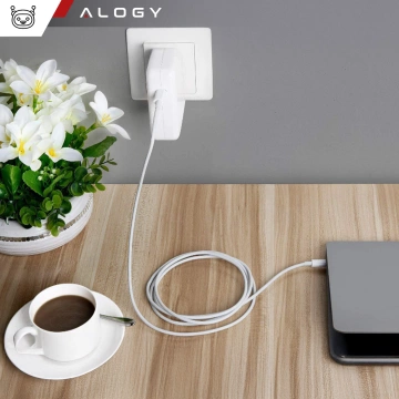 Ładowarka Zasilacz do Apple MacBook Alogy Universal Charger Kabel 2m USB-C do USB-C Szybkie ładowanie PowerDelivery PD 87W Biały