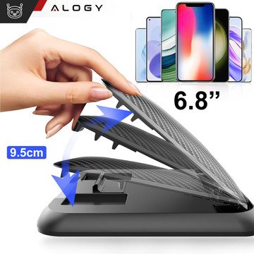 Uchwyt samochodowy na kokpit deskę do auta Alogy Carbon na telefon do 6.8 cali GPS Czarny + Organizer