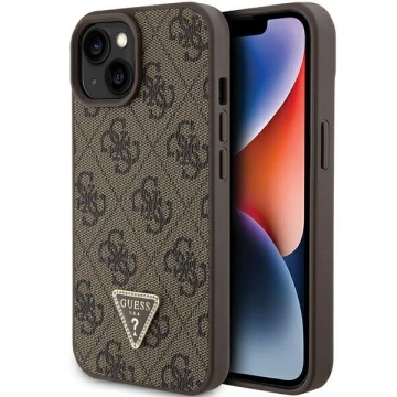 Etui Guess GUHCP15SP4TDPW für iPhone 15 6,1" braun/braunes Hardcase Leder 4G Triangle Strass