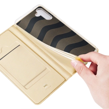 Dux Ducis Skin Pro Hülle für Samsung Galaxy A14 5G Flip Cover Card Wallet Stand Gold
