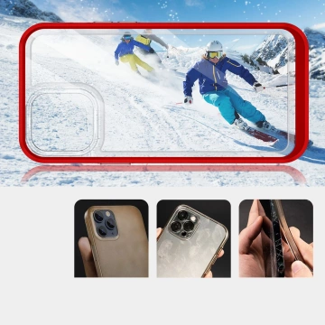 Klare 3in1 Hülle für iPhone 13 Pro Max Frame Cover Gel Rot