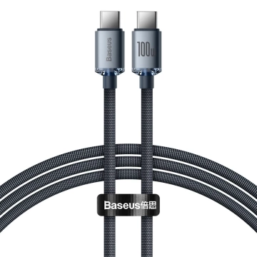 Baseus Crystal Shine Series Kabel USB-Kabel für schnelles Aufladen und Datenübertragung USB Typ C - USB Typ C 100W 1,2m schwarz (CAJY000601)