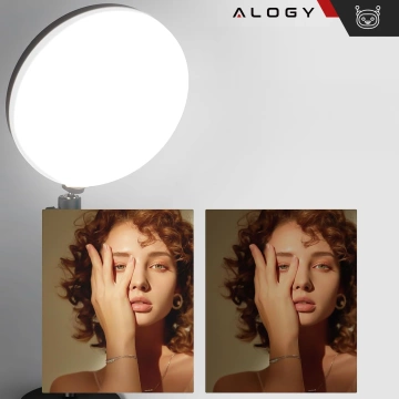 22 cm große LED-Tischleuchte von Alogy mit Bluetooth und Fernbedienung für Live-Make-up-Fotografie und -Aufnahmen, Schwarz