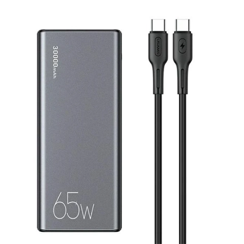 USAMS Powerbank PB59 30000mAh 65W 2xQC3.0 PD Schnellladung Czarny/Schwarz CMXLOGTC01 (US-CD165) Kabel USB-C-USB-C