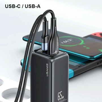 USAMS Wandladegerät 1xUSB-C 1xUSB T47 65W PD Fast Charging Super Si schwarz/schwarz CC153TC01 (US-CC153)