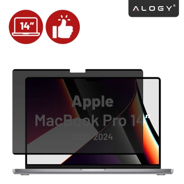 Magnetyczna folia prywatyzująca do Macbook Pro 14" 2021-2024 – ochrona prywatności, łatwy montaż, pokrowiec do przechowywania, redukcja odblasków – Alogy SecureView™