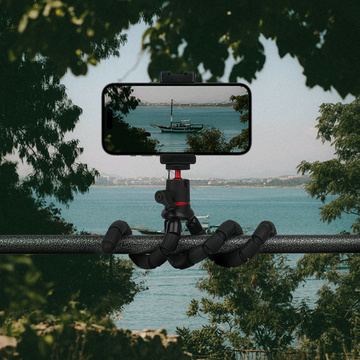 Elastyczny statyw do zdjęć mini tripod giętki na aparat kamerę telefon 1/4" trójnóg Octopus czarny + uchwyt do telefonu