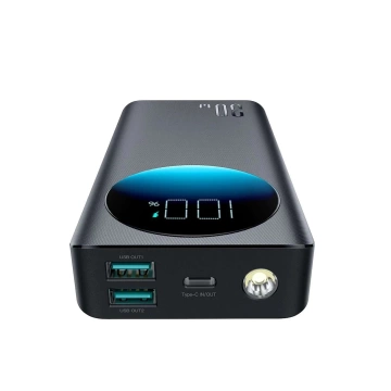 Joyroom JR-PBF02 Powerbank 20000mAh 30W PD Taschenlampe USB-C / USB-A - Schwarz