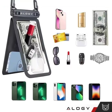 2x Etui wodoodporne wodoszczelne IPX8 na telefon 6.7" podwójne Case futerał Alogy Waterproof Czarne