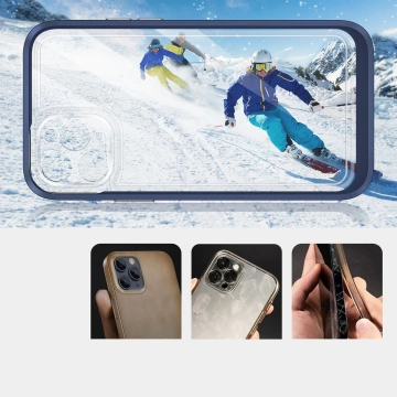 Klare 3-in-1-Hülle für iPhone 11 Pro Max mit blauem Gel-Rahmen