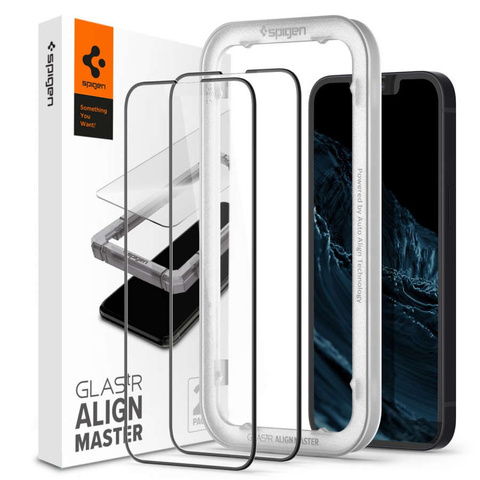 Szkło Spigen x2 ALM Glas.tR FC do Apple iPhone 13/ 13 Pro/ 14/ 16e Black