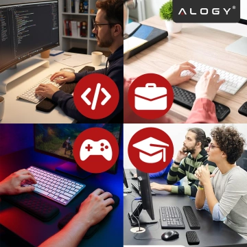 Alogy ErgoSupport™ Ergonomisches Tastatur- und Maus-Set aus Memory-Schaum, rutschfest und atmungsaktiv, Schwarz