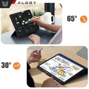 Etui ochronne z miejscem na rysik do Apple iPad Air 13" 2024/2025, iPad Pro 12.9" 2018-2022 Alogy Book Cover Case obudowa na tablet Czarne + Szkło