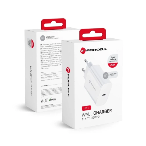 Ładowarka sieciowa USB-C 25W PD QC 4.0 Szybka Forcell do Samsung iPhone