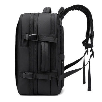 Bange Wasserdichter Laptop-Rucksack für Städtetrips, 46 x 30,5 x 20 cm, erweiterbar für Flugreisen, für Damen und Herren, mit Vakuumfach und Vakuumpumpe, Schwarz