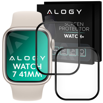 2x Alogy 3D Flexibles Glas für Apple Watch 7 41mm Schwarz