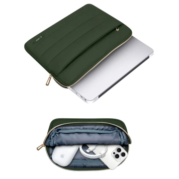 Etui Tech-Protect Puffy 15-16" Army Green + Mini Pokrowiec