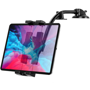 Uchwyt samochodowy na tablet telefon 4–13" – długie regulowane ramię, montaż na kokpit i szybę, stabilny i uniwersalny – Alogy SteadyRide™ Czarny