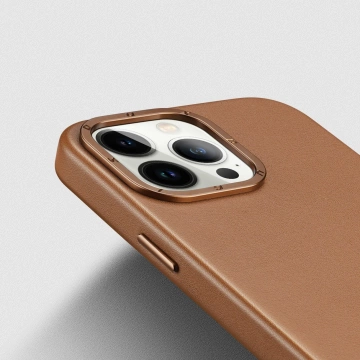 Etui Dux Ducis Grit skórzane do iPhone 14 Pro Max elegancki pokrowiec ze sztucznej skóry (kompatybilne z MagSafe) brązowy