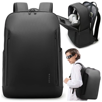 Bange wasserdichter Rucksack für 15,6-Zoll-Laptop, Stadtreisender, 45 x 30 x 16 cm, für Arbeit, Flugzeug, Herren, Damen, mit USB-Anschluss Schwarz