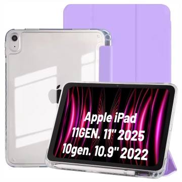 Etui do Apple iPad 11gen. 11" 2025 / 10gen. 10.9" 2022 Ochronne Hybrydowe z Miejscem na Rysik, Składana Okładka, Funkcja Podstawki, Alogy HybridBook™ Case  – Fioletowe